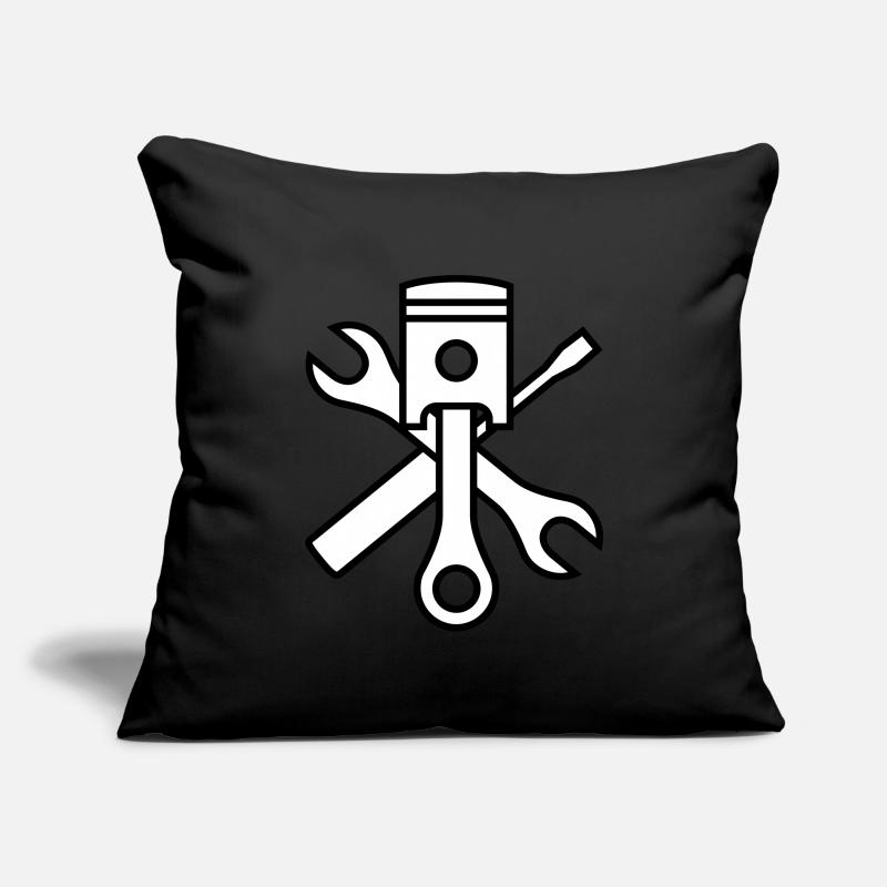 Pistons et outils 2c (+ votre texte) Housse de coussin décorative 45 x 45 cm