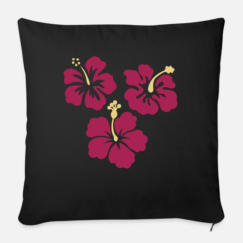 Three Hibiscus Flowers - Sofa pillowcase 17,3'' x 17,3'' (45 x 45 cm) - black