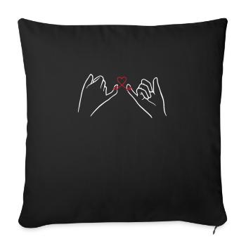 Deux mains avec noeud de coeur, Saint Valentin, amour - Housse de coussin décorative 45 x 45 cm - noir - Devant