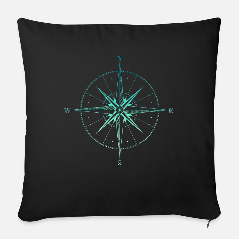 Compass, Kompass, Outdoor, Nature, Wildlife - Sofakissenbezug 45 x 45 cm - Schwarz