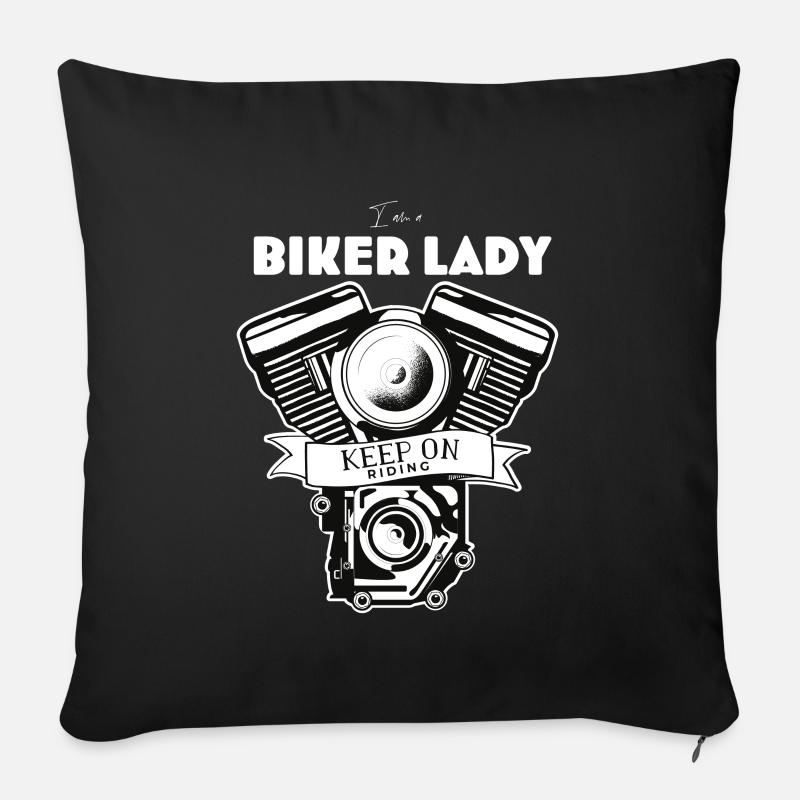 Biker Lady Geschenk Rocker - Sofakissenbezug 45 x 45 cm - Schwarz