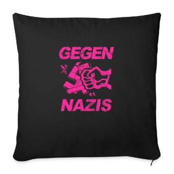Gegen Nazis - FCK NZS - Gegen Rechts - Vintage - Sofakissenbezug 45 x 45 cm - Schwarz - Vorne