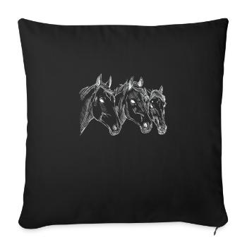 Hand drawn horses heads, illustration, rider - Sofa pillowcase 17,3'' x 17,3'' (45 x 45 cm) - black - Front