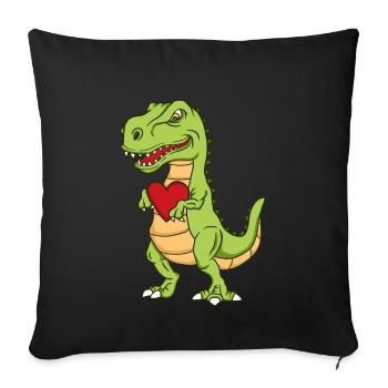 Dinosaur Hearts Funny Valentines Day Gift - Sofa pillowcase 17,3'' x 17,3'' (45 x 45 cm) - black - Front