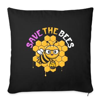 Save The Bees - Sofa pillowcase 17,3'' x 17,3'' (45 x 45 cm) - black - Front