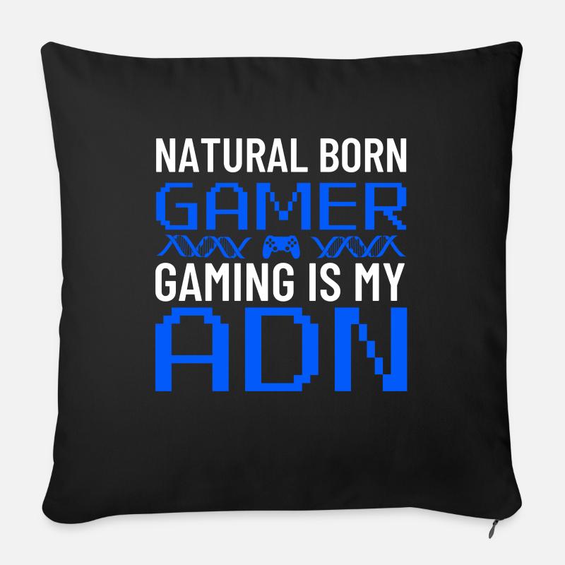 Ich wurde als Gamer geboren, blau - Sofakissenbezug 45 x 45 cm - Schwarz