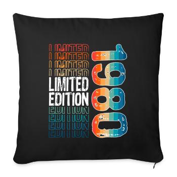 Edition limitée depuis 1980 Anniversaire Millésime 1980 - Housse de coussin décorative 45 x 45 cm - noir - Devant