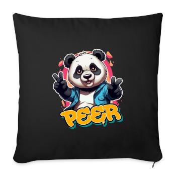 PEER - Schöner Jungen Name mit coolem Panda - Sofakissenbezug 45 x 45 cm - Schwarz - Vorne