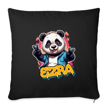 EZRA - Handsome boy name with cool panda - Sofa pillowcase 17,3'' x 17,3'' (45 x 45 cm) - black - Front
