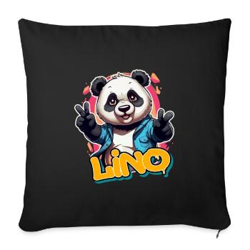 LINO - Handsome boy name with cool panda - Sofa pillowcase 17,3'' x 17,3'' (45 x 45 cm) - black - Front