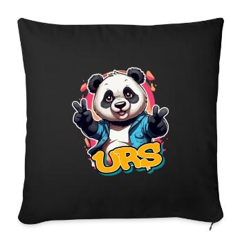 LARS - Beau prénom de garçon avec panda cool - Housse de coussin décorative 45 x 45 cm - noir - Devant