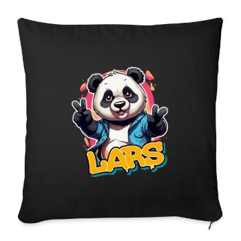 LARS - Beau prénom de garçon avec panda cool - Housse de coussin décorative 45 x 45 cm - noir - Devant