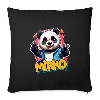 MIRKO - Schöner Jungen Name mit coolem Panda - Sofakissenbezug 45 x 45 cm - Schwarz - Vorne