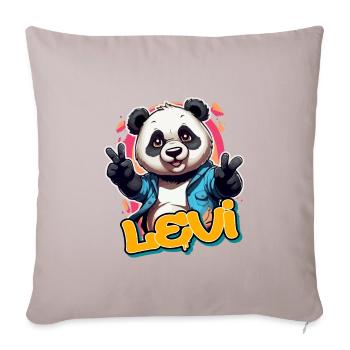 LEVI - Handsome boy name with cool panda - Sofa pillowcase 17,3'' x 17,3'' (45 x 45 cm) - light taupe - Front
