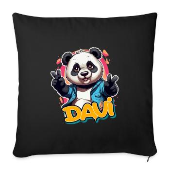 DAVI - Handsome Boy Name with Cool Panda - Sofa pillowcase 17,3'' x 17,3'' (45 x 45 cm) - black - Front