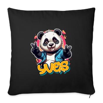 YVES - Beau prénom de garçon avec un panda cool - Housse de coussin décorative 45 x 45 cm - noir - Devant