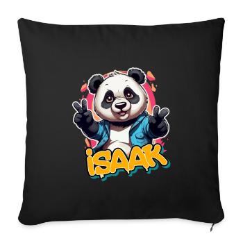 ISAAK - Schöner Jungen Name mit coolem Panda - Sofakissenbezug 45 x 45 cm - Schwarz - Vorne