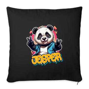 JESPER - Handsome Boy Name with Cool Panda - Sofa pillowcase 17,3'' x 17,3'' (45 x 45 cm) - black - Front