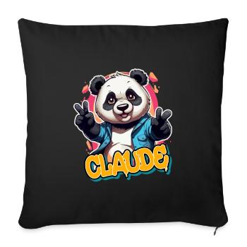 CLAUDE - Schöner Jungen Name mit coolem Panda - Sofakissenbezug 45 x 45 cm - Schwarz - Vorne