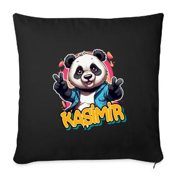 KASIMIR - Schöner Jungen Name mit coolem Panda - Sofakissenbezug 45 x 45 cm - Schwarz - Vorne