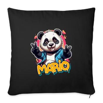 MARIO - Handsome boy name with cool panda - Sofa pillowcase 17,3'' x 17,3'' (45 x 45 cm) - black - Front