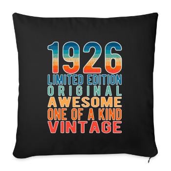 Limited Edition Since 1926 Birthday Vintage 1926 - Sofa pillowcase 17,3'' x 17,3'' (45 x 45 cm) - black - Front