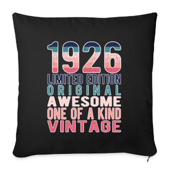 Limited Edition Since 1926 Birthday Vintage 1926 - Sofa pillowcase 17,3'' x 17,3'' (45 x 45 cm) - black - Front
