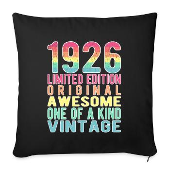 Limited Edition Since 1926 Birthday Vintage 1926 - Sofa pillowcase 17,3'' x 17,3'' (45 x 45 cm) - black - Front
