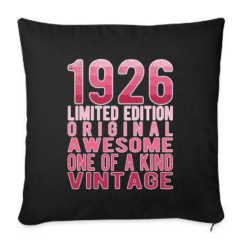 Limited Edition Since 1926 Birthday Vintage 1926 - Sofa pillowcase 17,3'' x 17,3'' (45 x 45 cm) - black - Front