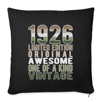 Limited Edition Since 1926 Birthday Vintage 1926 - Sofa pillowcase 17,3'' x 17,3'' (45 x 45 cm) - black - Front