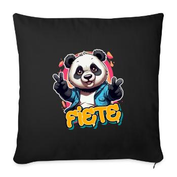 FIETE - Handsome boy name with cool panda - Sofa pillowcase 17,3'' x 17,3'' (45 x 45 cm) - black - Front