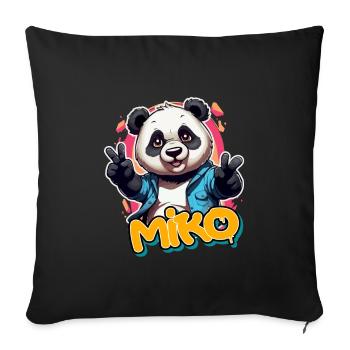 MIKO - Beau nom de garçon avec Cool Panda - Housse de coussin décorative 45 x 45 cm - noir - Devant