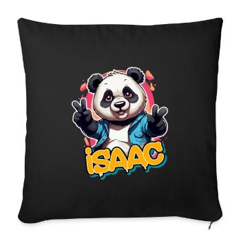 ISAAC - Handsome Boy Name with Cool Panda - Sofa pillowcase 17,3'' x 17,3'' (45 x 45 cm) - black - Front