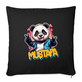 MUSTAFA - Beau prénom de garçon avec un panda cool - Housse de coussin décorative 45 x 45 cm - noir - Devant