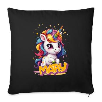 MARY - Beautiful girl name with cute unicorn - Sofa pillowcase 17,3'' x 17,3'' (45 x 45 cm) - black - Front