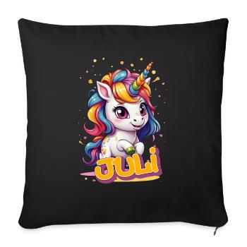 JULY - Beautiful girl name with cute unicorn - Sofa pillowcase 17,3'' x 17,3'' (45 x 45 cm) - black - Front