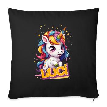 LUCI - Beautiful Girl Name with Cute Unicorn - Sofa pillowcase 17,3'' x 17,3'' (45 x 45 cm) - black - Front