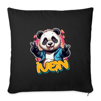 IVEN - Handsome Boy Name With Cool Panda - Sofa pillowcase 17,3'' x 17,3'' (45 x 45 cm) - black - Front