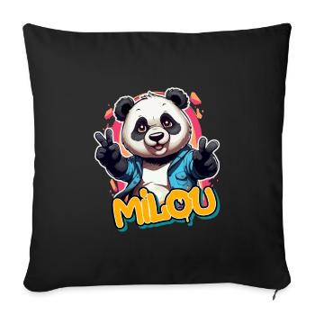 MI LOU - Handsome Boy Name with Cool Panda - Sofa pillowcase 17,3'' x 17,3'' (45 x 45 cm) - black - Front