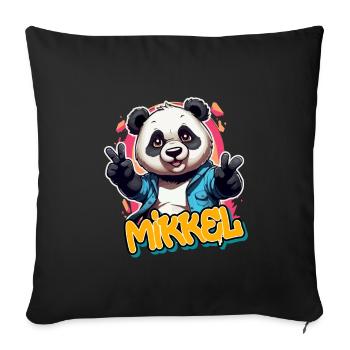 MIKKEL - Handsome Boy Name with Cool Panda - Sofa pillowcase 17,3'' x 17,3'' (45 x 45 cm) - black - Front