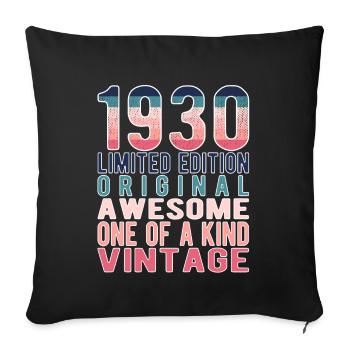 Limited Edition Since 1930's Birthday Vintage 1930's - Sofa pillowcase 17,3'' x 17,3'' (45 x 45 cm) - black - Front
