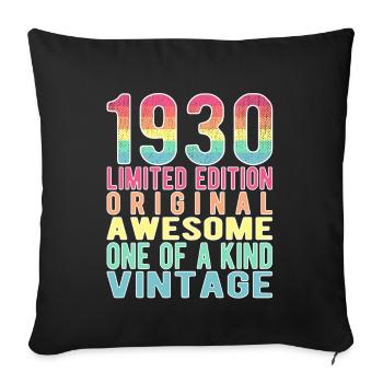 Limited Edition Since 1930 Birthday Vintage 1930's - Sofa pillowcase 17,3'' x 17,3'' (45 x 45 cm) - black - Front