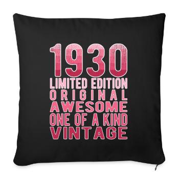 Limited Edition Since 1930 Birthday Vintage 1930's - Sofa pillowcase 17,3'' x 17,3'' (45 x 45 cm) - black - Front