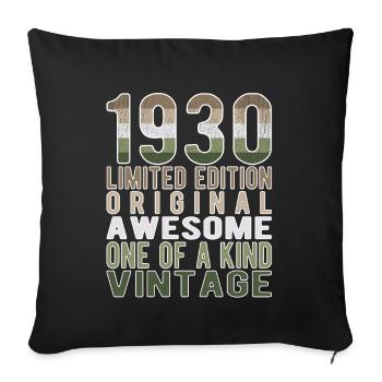 Limited Edition Since 1930 Birthday Vintage 1930's - Sofa pillowcase 17,3'' x 17,3'' (45 x 45 cm) - black - Front