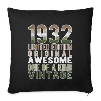 Limited Edition Since 1932 Birthday Vintage 1932 - Sofa pillowcase 17,3'' x 17,3'' (45 x 45 cm) - black - Front