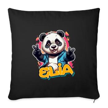 ELIA - Beau prénom de garçon avec panda cool - Housse de coussin décorative 45 x 45 cm - noir - Devant
