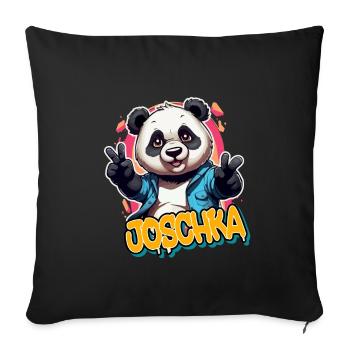 JOSCHKA - Handsome boy name with cool panda - Sofa pillowcase 17,3'' x 17,3'' (45 x 45 cm) - black - Front