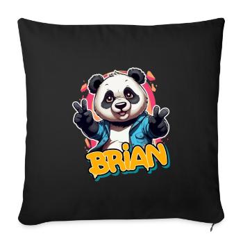 BRIAN - Handsome boy name with cool panda - Sofa pillowcase 17,3'' x 17,3'' (45 x 45 cm) - black - Front