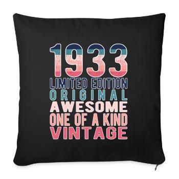 Limited Edition Since 1933 Birthday Vintage 1933 - Sofa pillowcase 17,3'' x 17,3'' (45 x 45 cm) - black - Front