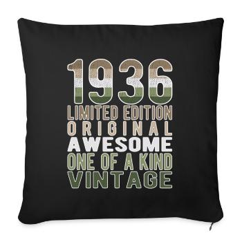 Edition limitée depuis 1936 Anniversaire Millésime 1936 - Housse de coussin décorative 45 x 45 cm - noir - Devant